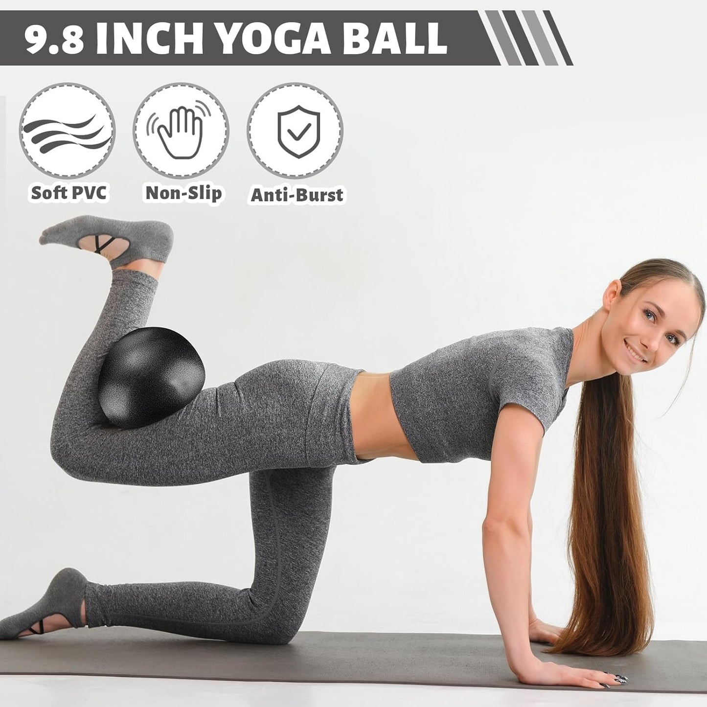RoundFunny Pilates Ring Circle Set 18 Pcs Exercise Equipment Accessories for Women Workouts Pilates Ball Stretching Strap Magic Circle Yoga Ring Gym Back Bag Resistance Band Anti Slip Socks