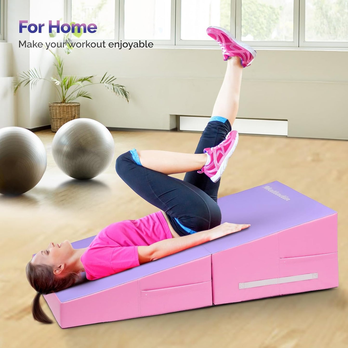 Matladin 48"x24"x14" Tumbling Mat - Folding Gymnastics Cheese Wedge Mat for Kids, Girls Home Training
