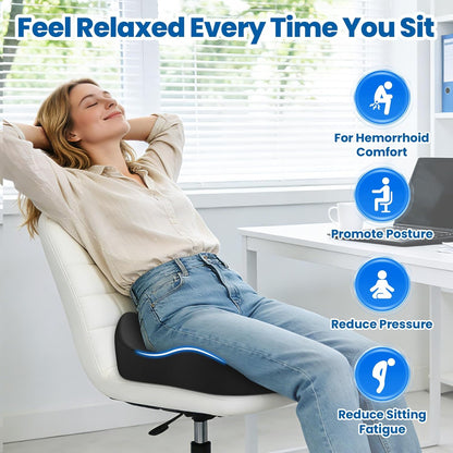 SweetSlubr Large Donut Pillow Seat Cushion for Hemorrhoid Discomfort&Tailbone Pressure, Office Chair Cushion for Long Sitting, Ergonomic Coccyx Pillow for Postpartum Pregnancy, Lifting Cushions, Black