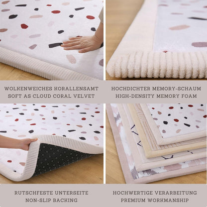 Hakuna Matte CloudSoft Mat for Floor 60" x 80" Beige – Coral Velvet Memory Foam Rug – Non-Slip, Water-Resistant