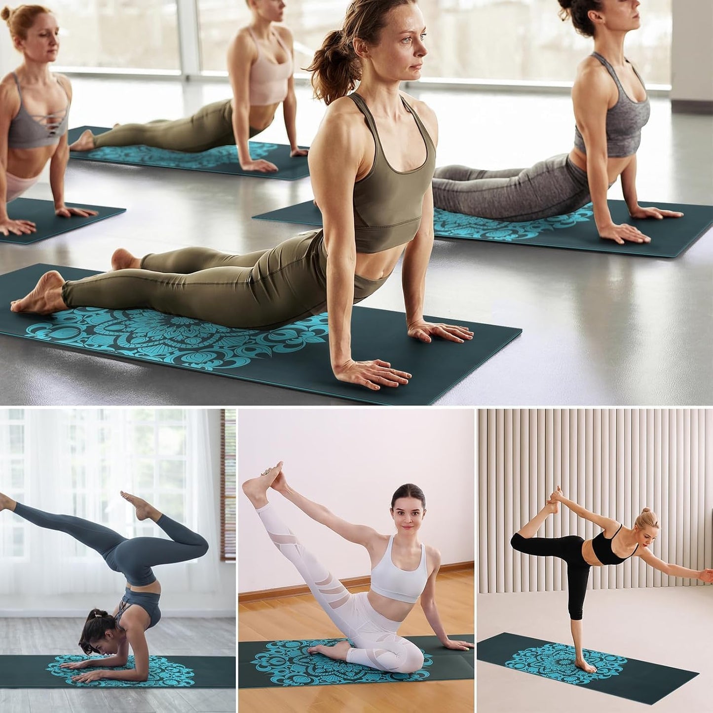 Avoalre Folding Yoga Mat, Eco-Friendly PVC Travel Yoga Mat Packable, Double Sided Non-Slip Printed Yoga Mats with Bag for Home Workout Gym Exercise Fitness Pilates Stretching (72" x 24" x 1/5" Thick)