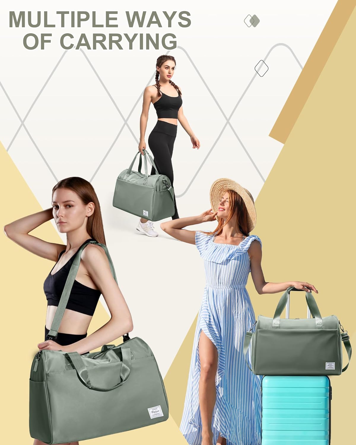 Gym Bag Womens Mens with Shoes Compartment and Wet Pocket Travel Duffel Bag for Women for Plane Sport Gym Tote Bags Swimming Yoga Waterproof Weekend Overnight Carry on Bag Hospital Holdalls - Colors A