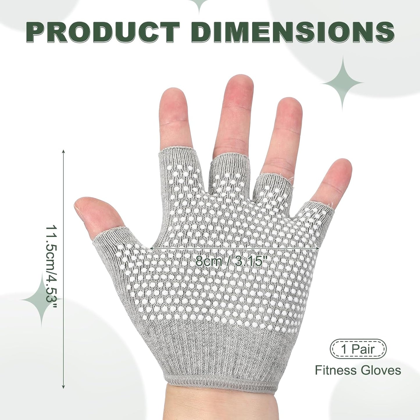Yoga Gloves, Non Slip Fingerless Pilates Gloves Breathable Exercise Workout Mittens