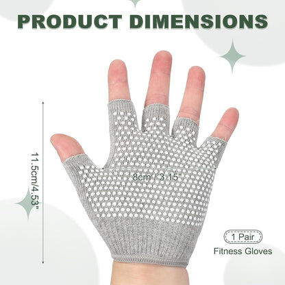 Yoga Gloves, Non Slip Fingerless Pilates Gloves Breathable Exercise Workout Mittens