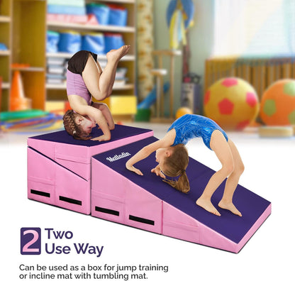 Matladin Incline Gymnastics Wedge Mat, Folding Gymnastics Mat for Kids Girls Home Training Exercise