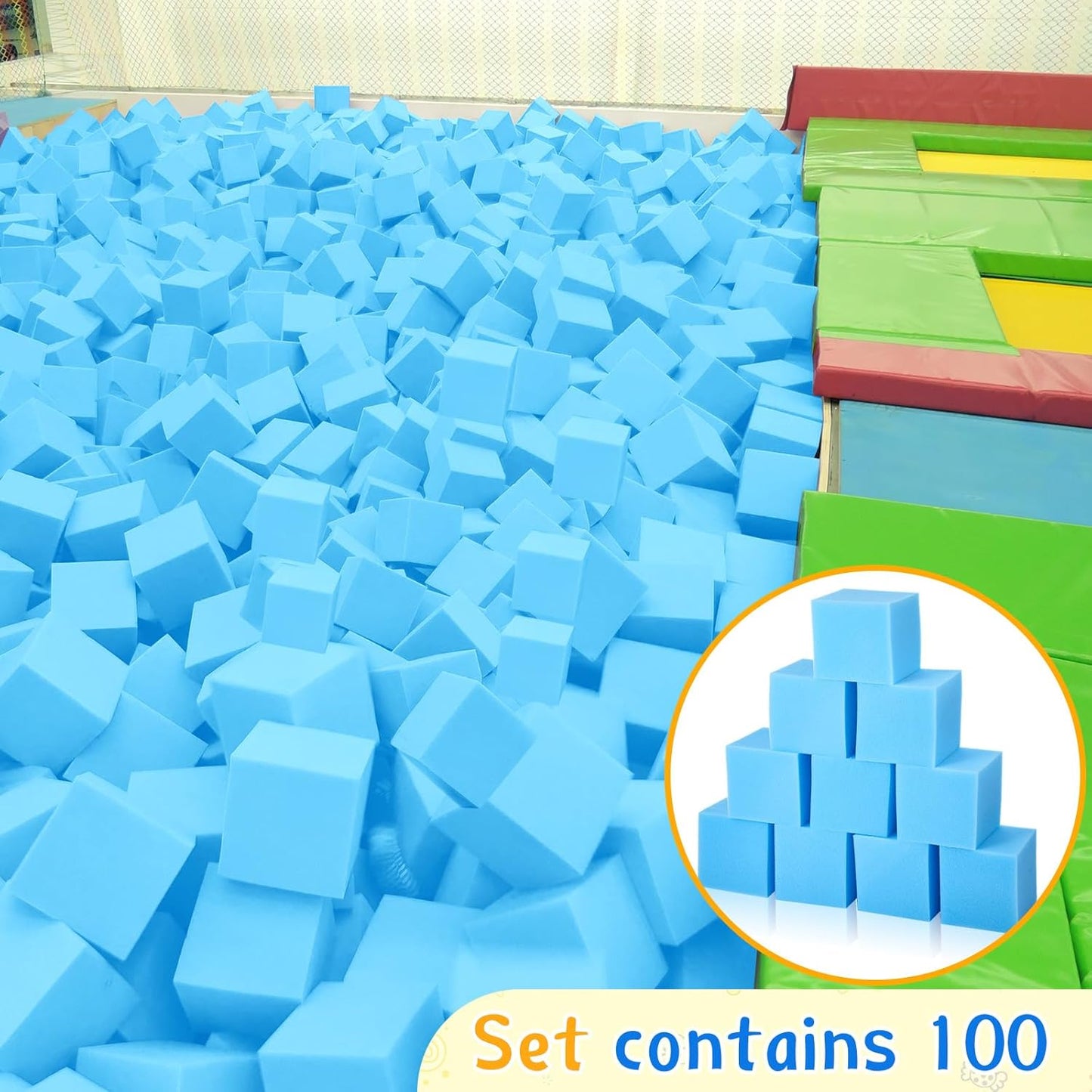 Treela Foam Pit Blocks, Foam Gym Cubes, 4 x 4 x 4 in Protective Trampoline Padding for Gymnastics, Parkour Courses, Trampoline Arenas, BMX