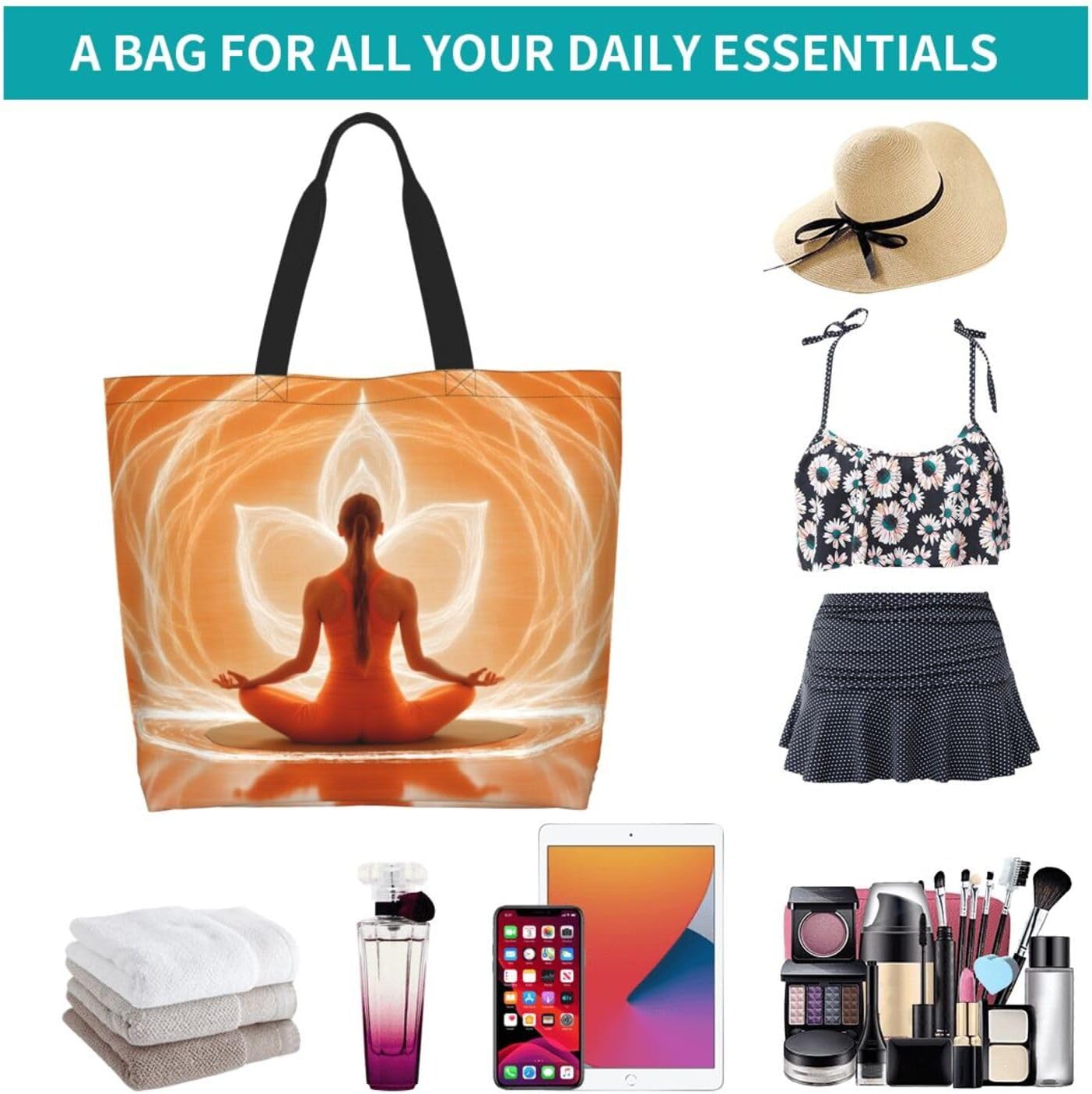 Tote Shoulder Bag Large Durable Reusable Eco-friendly Handbag Lightweight Stylish for Daily Use-19.7x15.7x5.9 Inch - Colors B