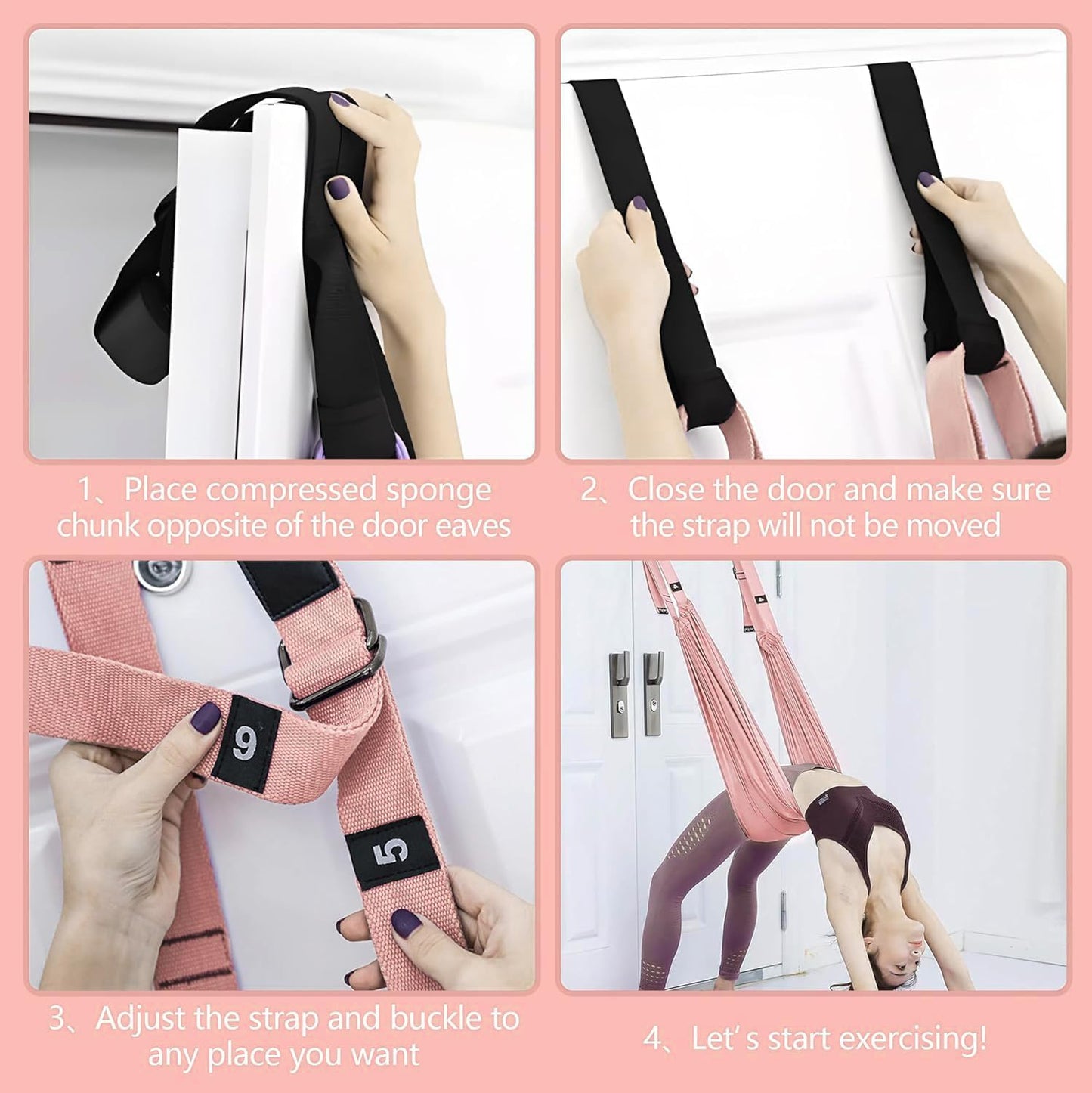 Leg Stretcher Strap - Yoga Stretching Strap,Yoga Door Swing,Backbend Training Rope with Door Anchor, Flexibility Trainer Stretching Equipment Assist Stretch Strap for Fitness Gymnastics Dance Aerial Ballet (purple)