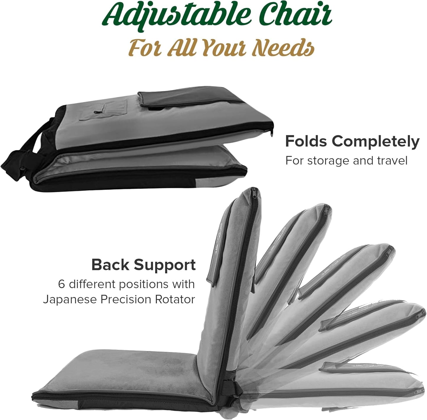Japanese Meditation Floor Chair with Back Support for Adults - Premium Meditation Chair with Adjustable & Foldable Back for Seating, Yoga & Gaming — Folding Backjack Chairs with Backrest for Adults