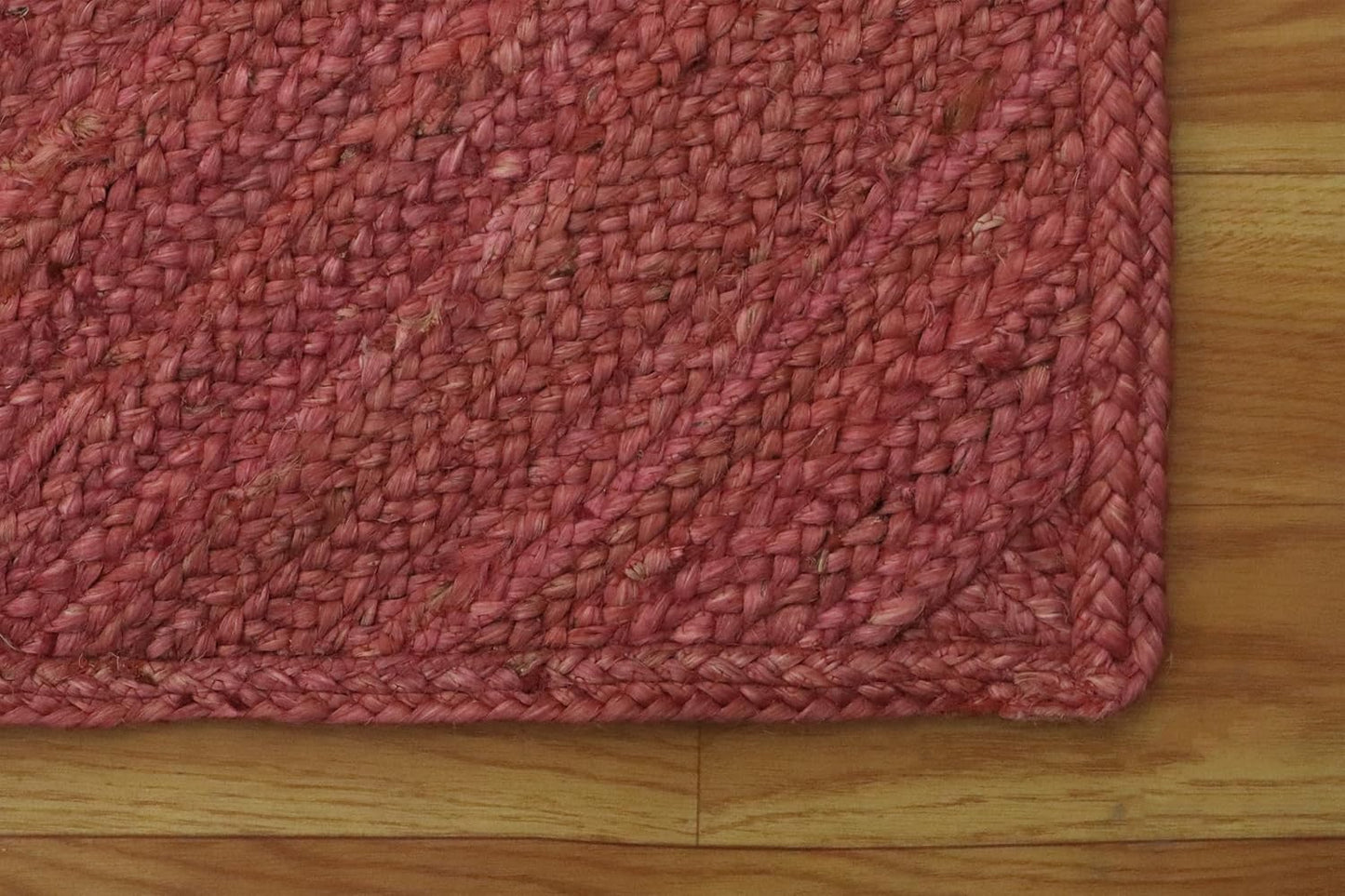 Hand Braided Jute 4 Ft Square Kilim Rug Flatweave Pink Geometric Pattern Jute Sisal Rug, Thick 0.27 Inch Indoor Outdoor Carpet for Kitchen, Bedside, Yoga Mat - Colors B
