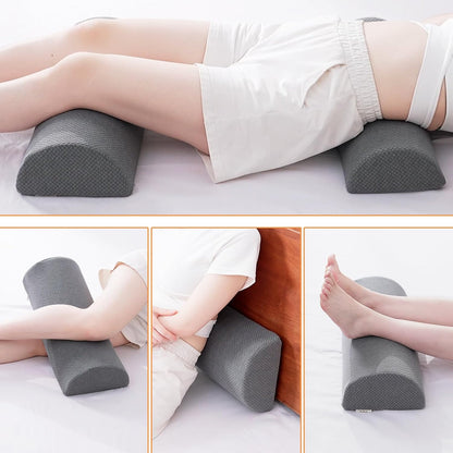 2PCS Knee Pillow for Sleeping, Half Moon Bolster Pillow for Neck, Legs, Ankle Foot & Knee Support, High Density Foam for Leg Elevation (19.6''x6.7''x3.5'', 19.6''x7.8''x4.3'')