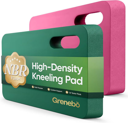Grenebo High-Density NBR Foam Garden Kneeling Pad, 1.6" Extra Thick Gardening Pads for Kneeling, Ultra Soft Kneeling Pads for Gardening, Work, Exercise, Yoga, 17.3×11×1.6 in (2, Pink Purple)