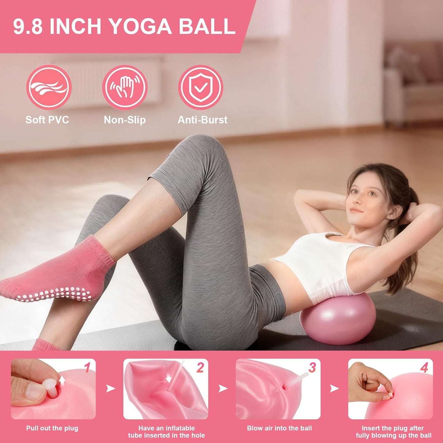 Home Pilates Kit for Women - 14 Pcs Pilates Equipment Set with Pilates Ring and Ball, 5 Resistance Bands Etc Accessories for Beginners Home Workouts - Includes Workout Guide
