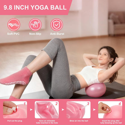 Home Pilates Kit for Women - 14 Pcs Pilates Equipment Set with Pilates Ring and Ball, 5 Resistance Bands Etc Accessories for Beginners Home Workouts - Includes Workout Guide