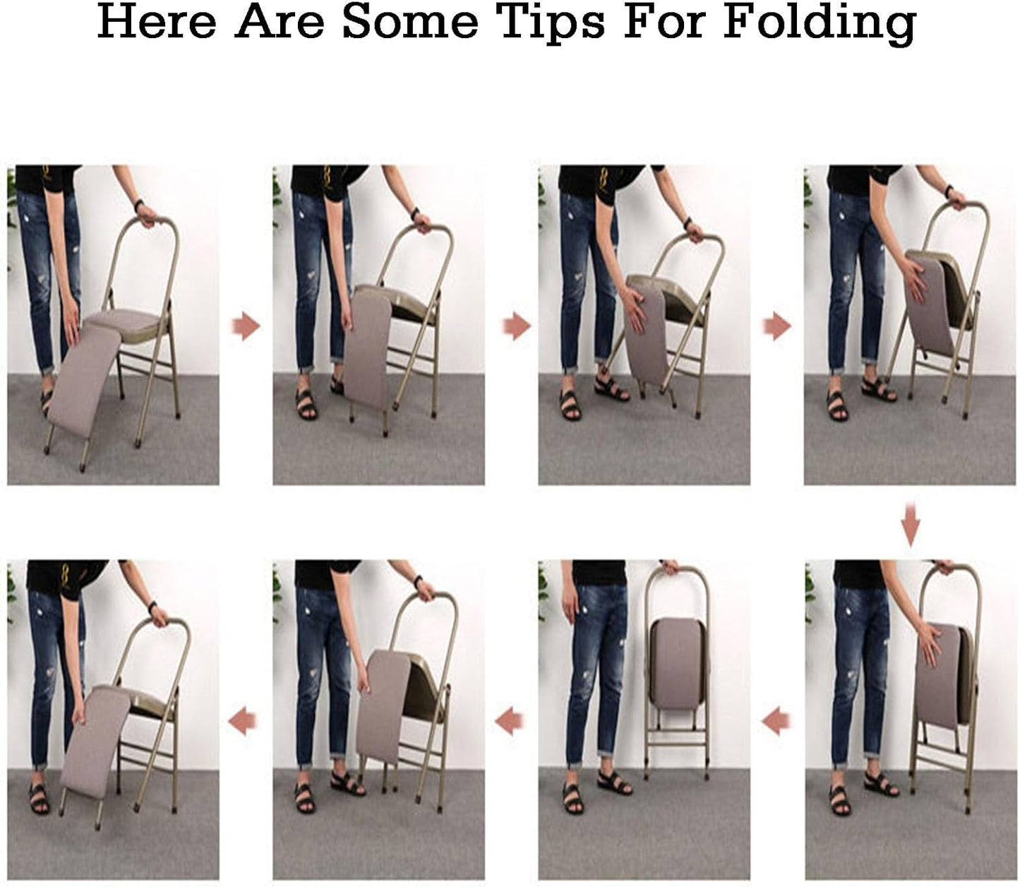Folding Chair with Backrest,Dual Crossbeam Support,Pilates Yoga Auxiliary Chair,for Back Pain Relieving Strength Training(Color 3,45x81x82.5cm)