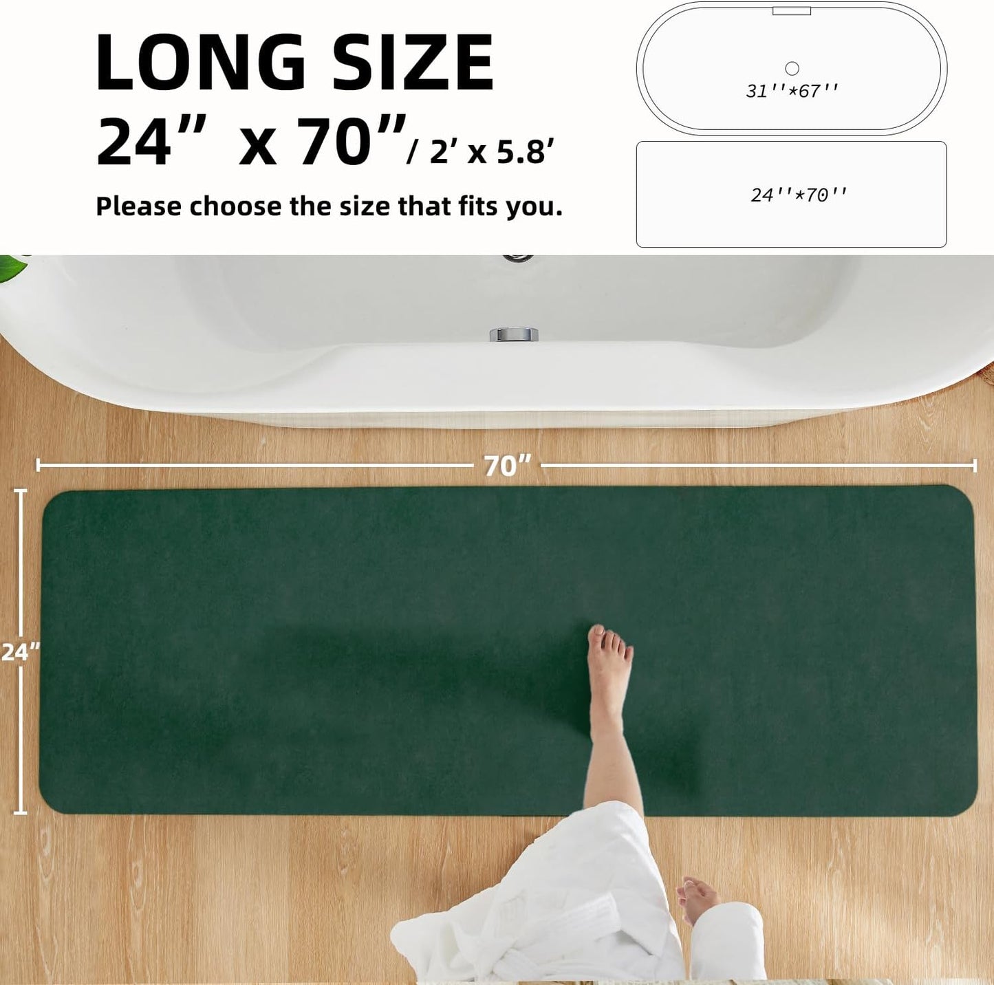 TYUU Bath Mat, Bathroom Rugs Non Slip Washable Thin Absorbent Quick Dry Bath Mat Fits Under Door Bathroom Floor Mat Perfect for Bath, Shower, or Sink 24"x36" Dark Grey