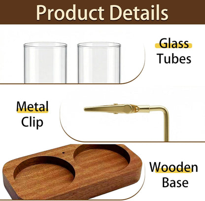 Incense Holder,Wooden Incense Holder for Sticks with 20 Incense Sticks, Anti-ash Incense Burner with Glass Ash Catcher for Meditation Yoga Spa Gift Home Decor