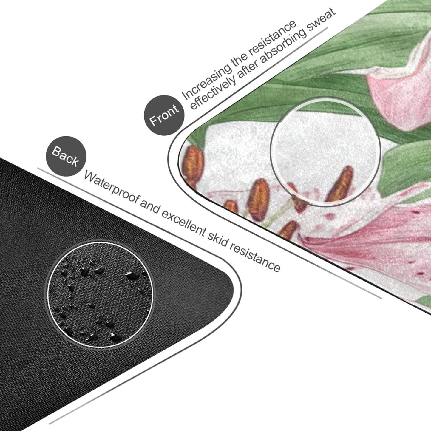 Guyana Regia Lily Beauty Summer Flower printed yoga and pilates mat natural rubber non slip,Thick 1 mm with bags tapete para ejercicio 71x26 inches For hot yoga