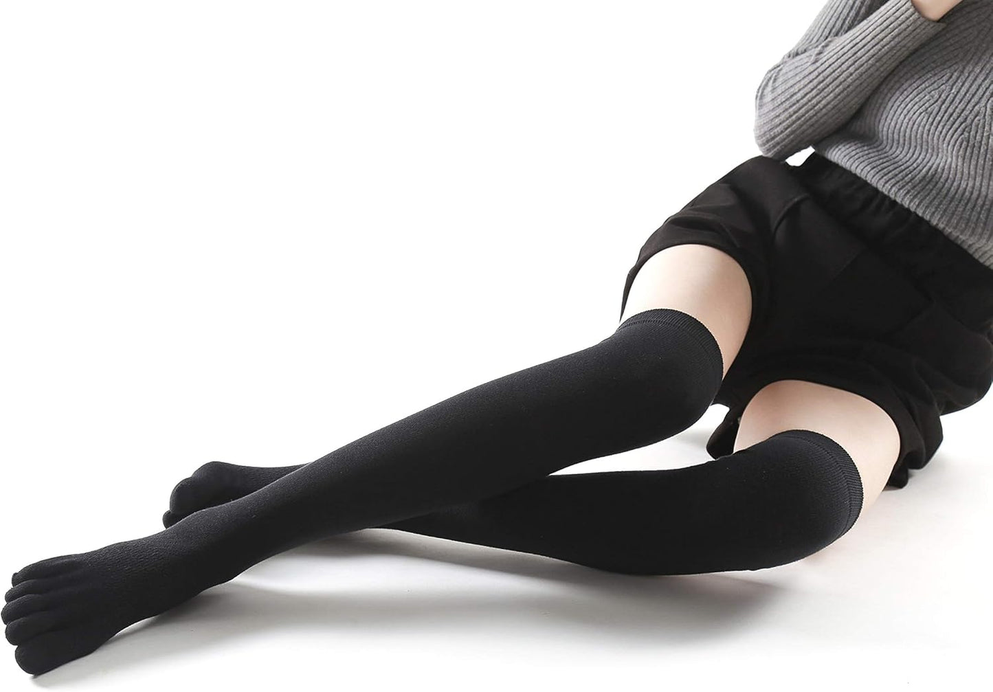 Verdancy Yoga Pilates Toe Socks - Toeless With Grips for Women, Non-Slip Cushioned Over Knee Thigh High
