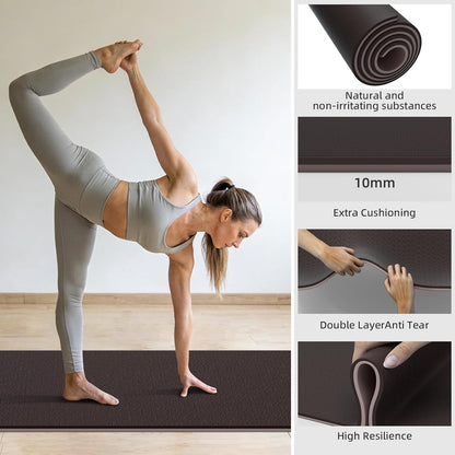 10mm Thick Yoga Mat for Tall Men & Women, Extra Long 76x28in Non Slip TPE Exercise Mat with Carrying Strap, Mat for Yoga Pilates Fitness,Indoor Outdoor Use