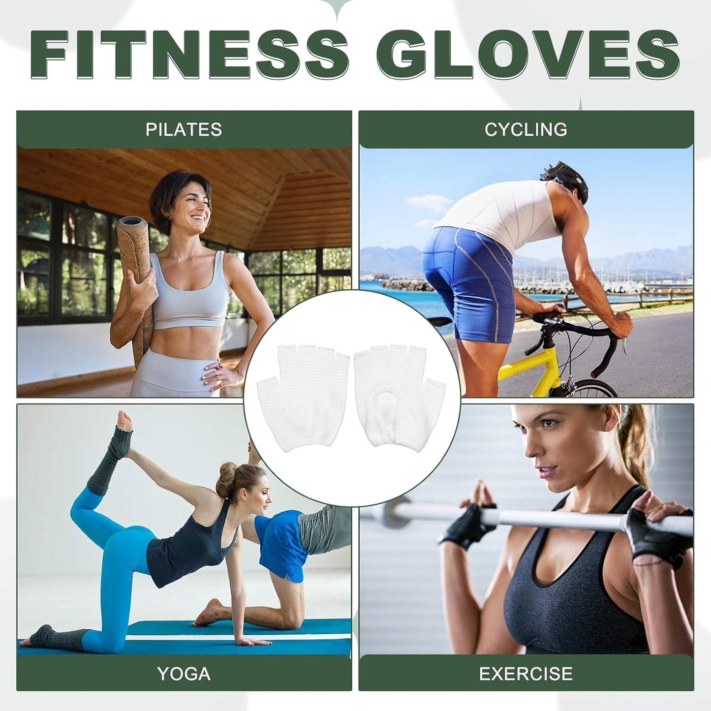 Yoga Gloves, Non Slip Fingerless Pilates Gloves Breathable Exercise Workout Mittens