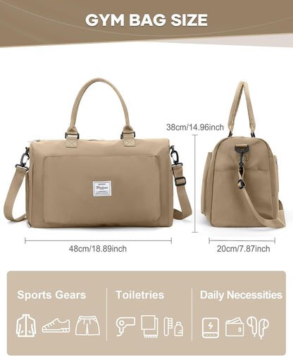 Gym Bag Womens Mens with Shoes Compartment and Wet Pocket Travel Duffel Bag for Women for Plane Sport Gym Tote Bags Swimming Yoga Waterproof Weekend Overnight Carry on Bag Hospital Holdalls - Colors C