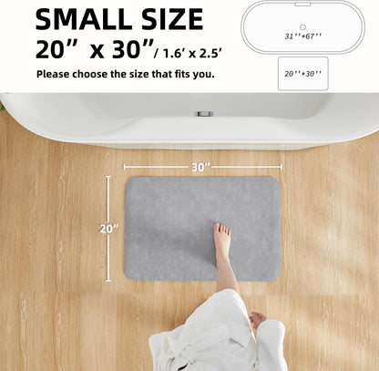 TYUU Bath Mat, Bathroom Rugs Non Slip Washable Thin Absorbent Quick Dry Bath Mat Fits Under Door Bathroom Floor Mat Perfect for Bath, Shower, or Sink 24"x36" Dark Grey