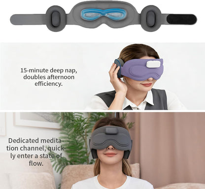 Meditation Eye Mask Sleep Mask with Meditation Music | Portable Sleep Headphones, Pressure-Free & Light Block-Out Eye Mask, One-Touch Operation via APP for Sleeping, Meditation & Travel (Gray)