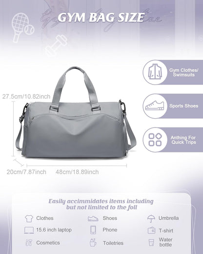 Gym Bag Womens Mens with Shoes Compartment and Wet Pocket Travel Duffel Bag for Women for Plane Sport Gym Tote Bags Swimming Yoga Waterproof Weekend Overnight Carry on Bag Hospital Holdalls - Colors C
