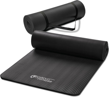 Circuit Fitness by Marcy Non-Slip Multi-Purpose Exercise Yoga Mats with Carrying Strap Multi-Thickness, Multi-Color Options