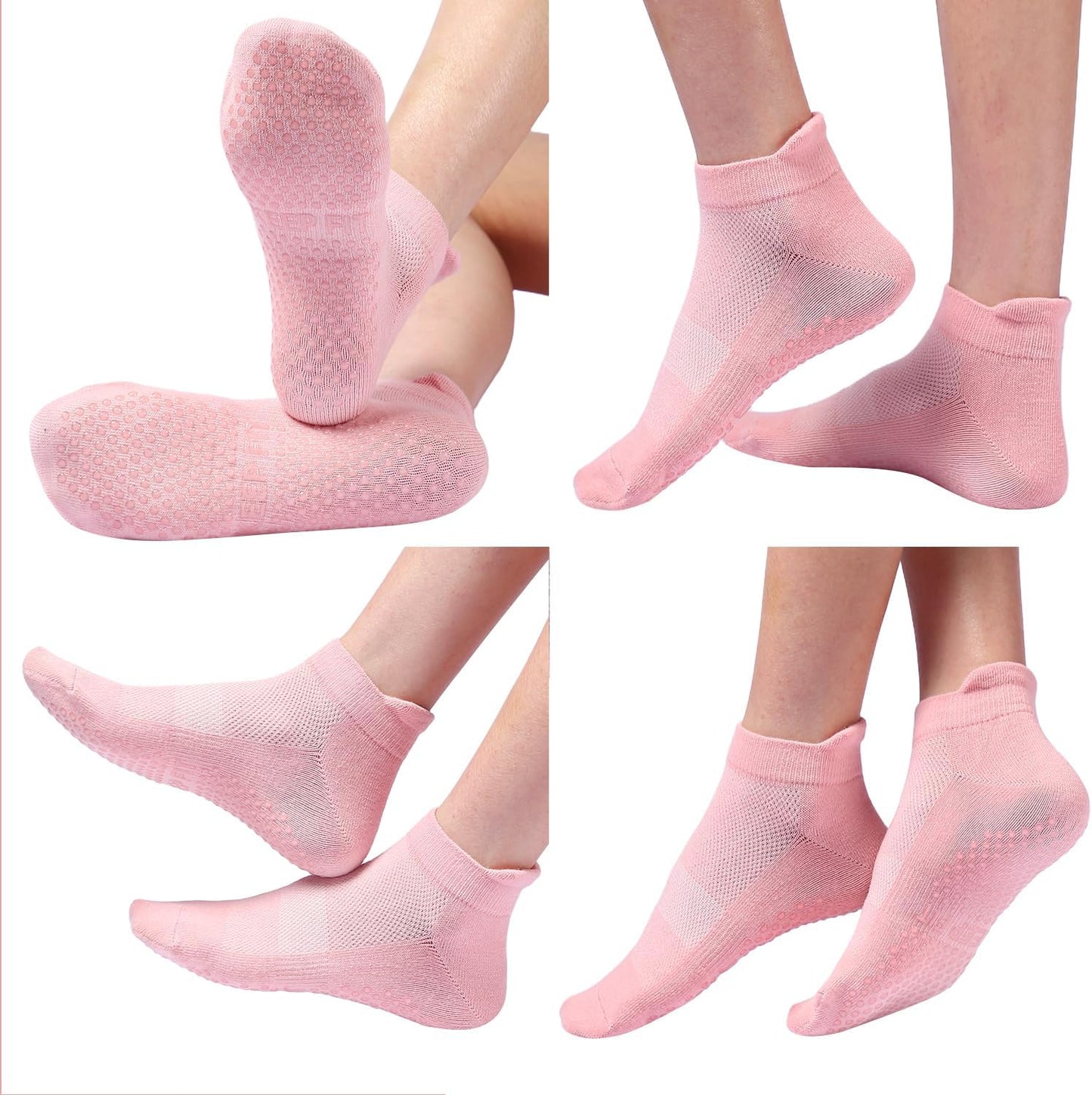Acetin 4 Pairs Grip Socks Pilates Socks for Women