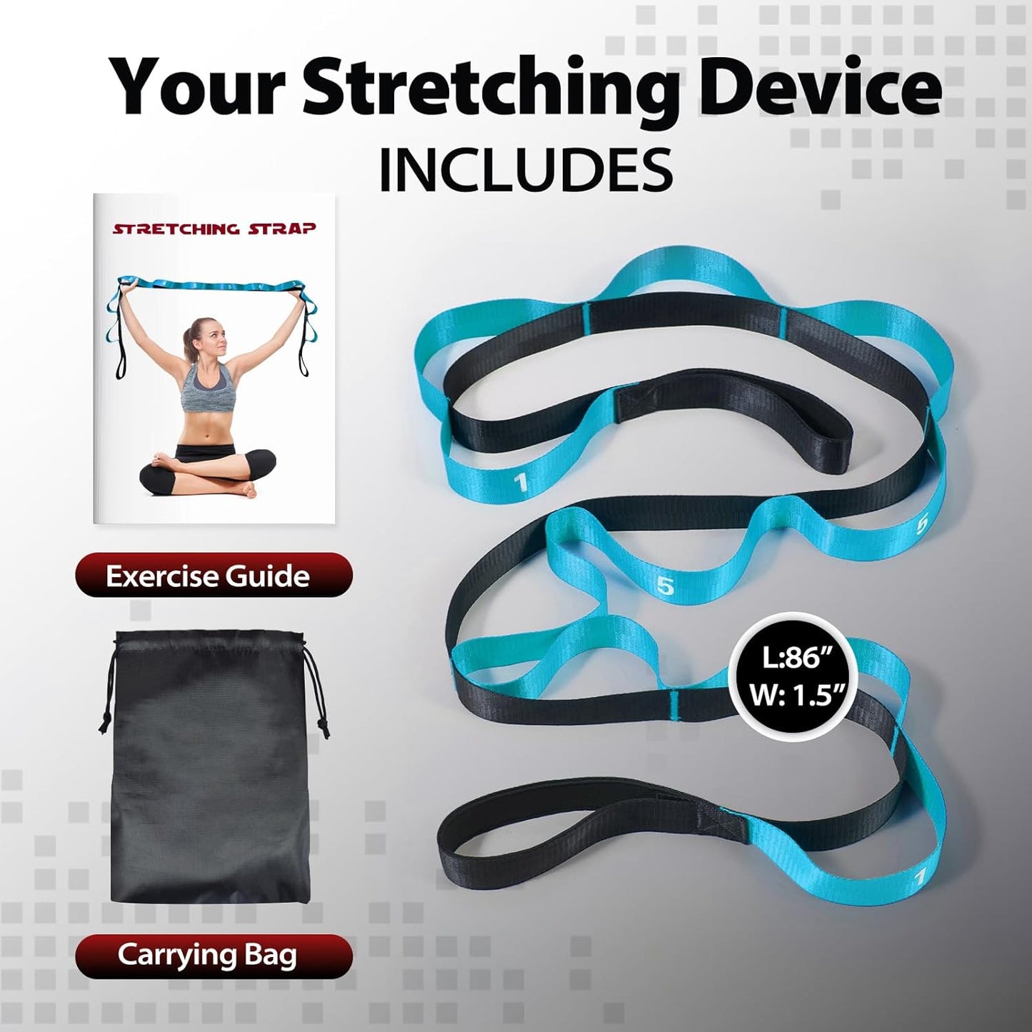 Acozycoo Stretching Strap with Loops for Physical Therapy,Yoga Strap for Stretching,Home Workout,Pilate & Flexibility Training,Non-Elastic Exercise Stretch Band for Hamstring,Leg Stretcher Belt,Flexibility Fascia