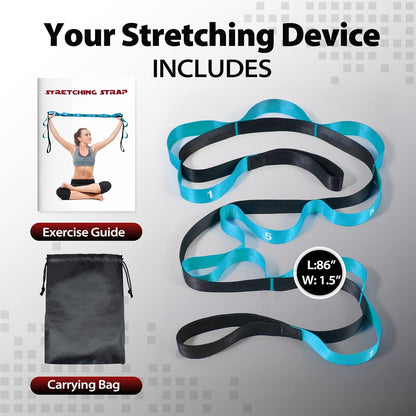 Acozycoo Stretching Strap with Loops for Physical Therapy,Yoga Strap for Stretching,Home Workout,Pilate & Flexibility Training,Non-Elastic Exercise Stretch Band for Hamstring,Leg Stretcher Belt,Flexibility Fascia