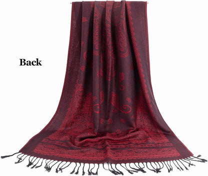 Ciormis Two Tone Silky Paisley Pashmina Shawl Scarf,Soft Women's Rave Jacquard Pashminas Wrap Scarves
