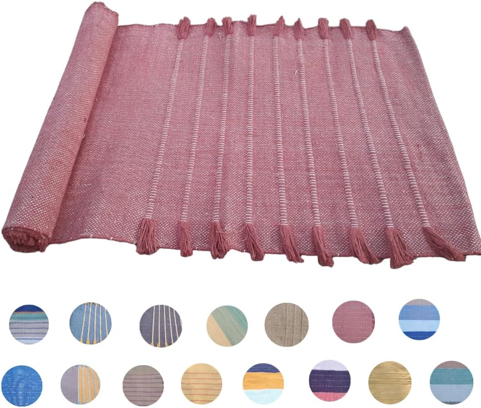 Jaipur art & Rugs Organic Cotton Yoga Mat - Eco-Friendly Hand-Woven Rug - Non Slip & Thick (24”x72”x5mm) for Everyday Fitness at Home - Comfortable Extra-Long