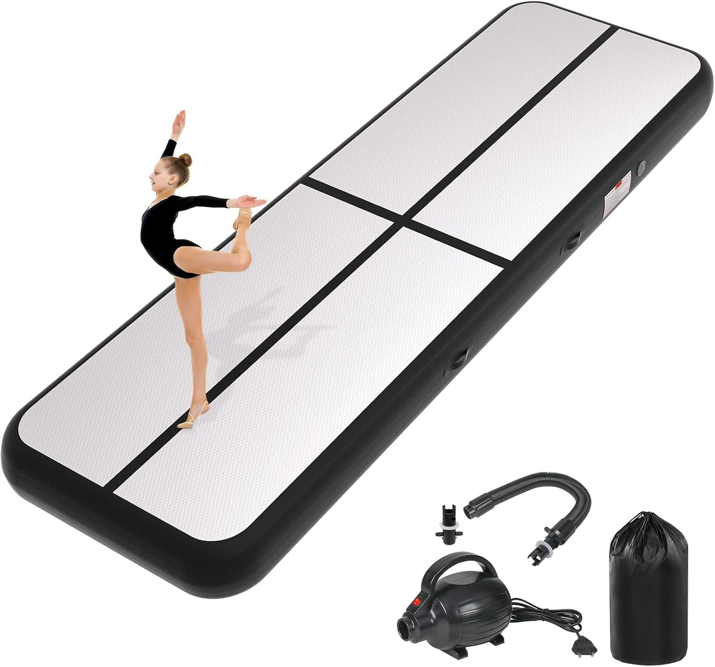 Inflatable Air Gymnastics Tumbling Mat 6ft 10ft 13ft 16ft 20ft, Air Tumble Track Mat 4/8 inches Thickness with Electric Air Pump for Home Use Training Cheerleading Yoga Water Beach Park