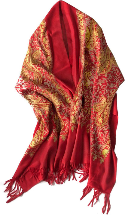 Urban CoCo Women's Embroidered Oversize Tassel Shawl Scarf Wraps for Women
