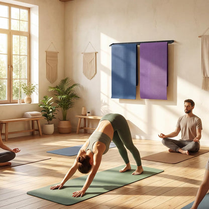 Sintuff 49 x 7 x 2 Yoga Mat Holder Hanging Mat Wall-mounted Rack Holds up to 60 Exercise Mats Holder for Home Gym, Fitness Classes, Yoga Studio
