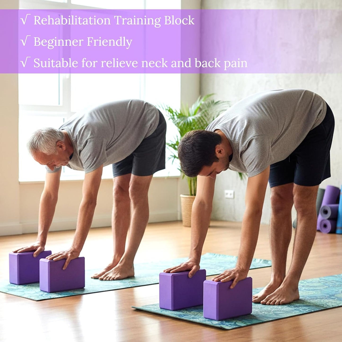 4 Pcs Yoga Blocks 9 x 6 x 3.15 Inch Eva Foam Lightweight Non Slip Yoga Props for Pilates Stretching and Meditation Exercise Blocks Lightweight Yoga Essentials