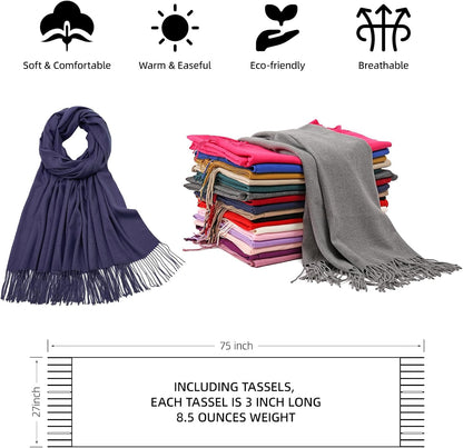 RIIQIICHY Women's Scarf Pashmina Shawls and Wraps for Evening Dress Bridesmaid Wedding Bridal Winter Warm Long Large Scarves