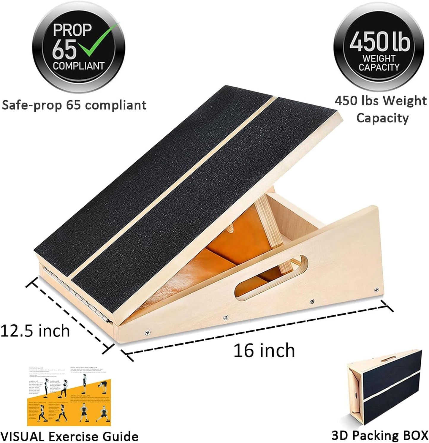 MUCITAGF Professional Slant Board, Adjustable Incline Board and Calf Stretcher, Slant Board for Calf Stretching, Calf Stretch Board