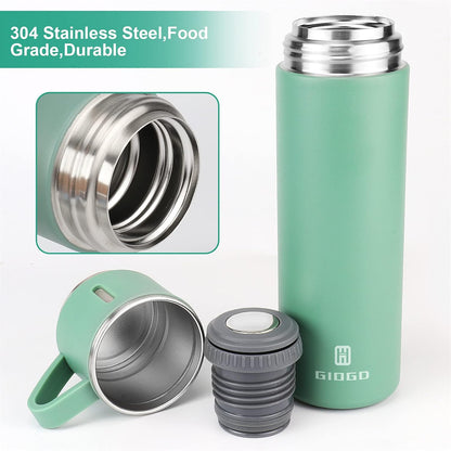 Stainless Steel Thermo 500ml/16.9oz Vacuum Insulated Bottle with Cup for Coffee Hot drink and Cold drink water flask.(Pink,Set)