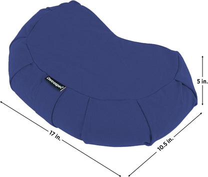 Retrospec Sedona Zafu Meditation Cushion with Buckwheat Hull Fill - Adjustable Yoga & Pilates Equipment Support - 17in Crescent Cotton Cover