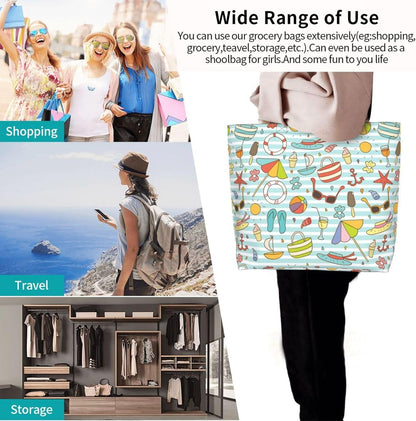 Tote Shoulder Bag Large Durable Reusable Eco-friendly Handbag Lightweight Stylish for Daily Use-19.7x15.7x5.9 Inch - Colors A
