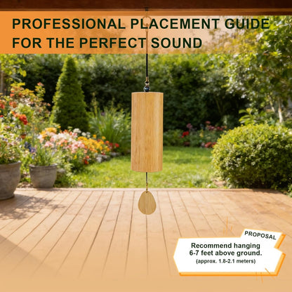 Bamboo Wind Chime-432Hz Tuned for Alpha Wave Relaxation, Focus & Meditation-Handmade Minimalist Sound Healing Tool for Yoga/Home Office/Musical Teaching Classroom/Gifting