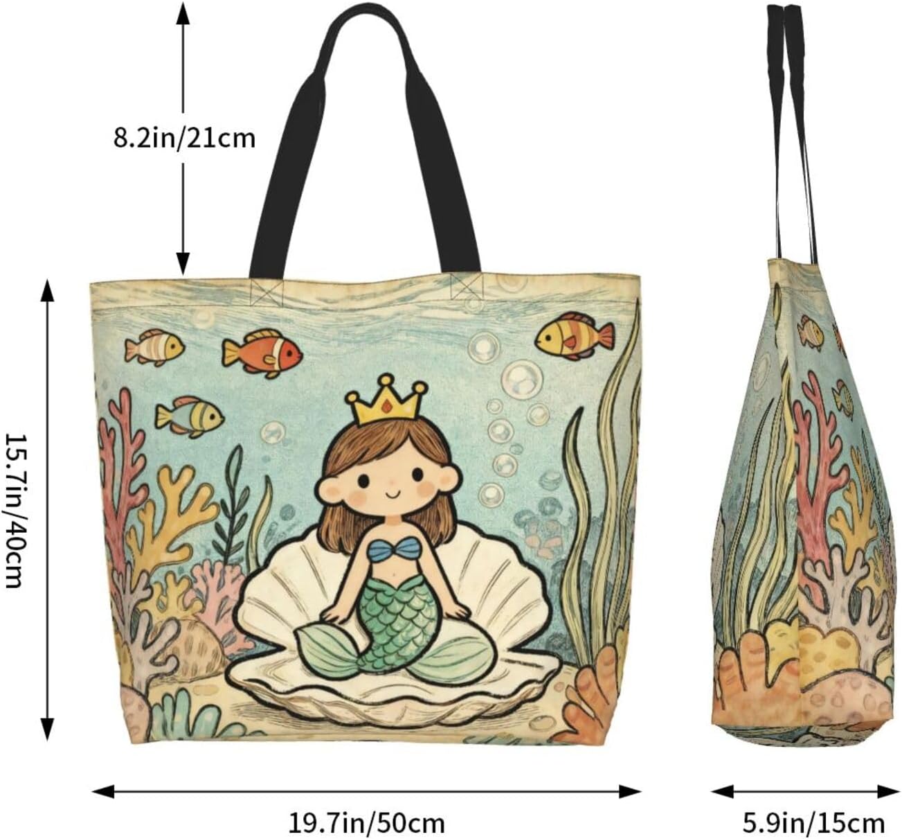 Tote Shoulder Bag Large Durable Reusable Eco-friendly Handbag Lightweight Stylish for Daily Use-19.7x15.7x5.9 Inch - Colors B