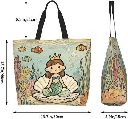 Tote Shoulder Bag Large Durable Reusable Eco-friendly Handbag Lightweight Stylish for Daily Use-19.7x15.7x5.9 Inch - Colors B