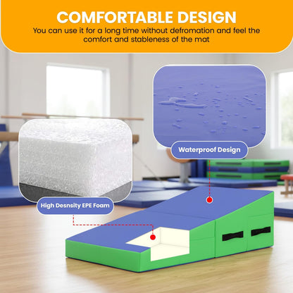 BestMassage Gymnastics Mat Incline Mat Tumbling Mat Folding Gymnastic Tumbling Mat Indoor/Outdoor Exercise Mat Home Gym Yoga Mat with Handle