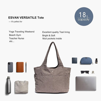 ESVAN Yoga Tote Bag Mat bag Women Shoulder Bags Carryall Tote for Travel Office Workout Gym Nurse Beach