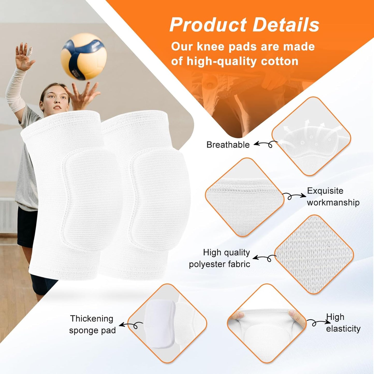 HISFFOG Volleyball Knee Pads for Dancers, Soft Breathable Knee Pads for Men Women Younth Girls Kids Knees Protective, Knee Braces for Volleyball Football Dance Yoga Wrestling Running Cycling
